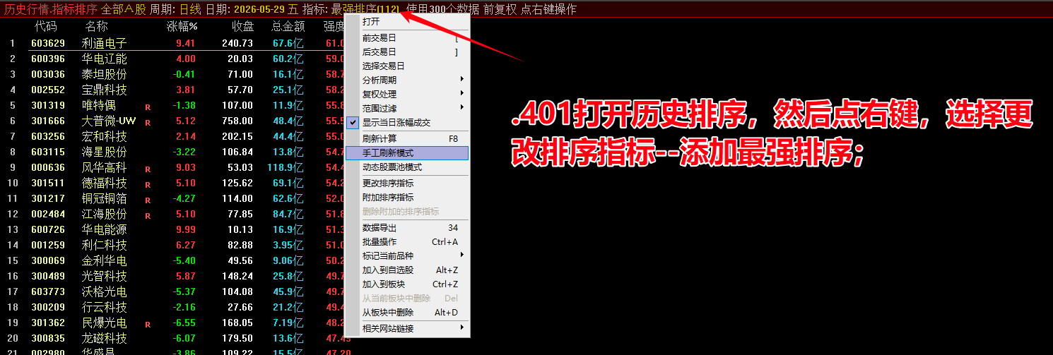 《最强排序》指标  短线波段  T+1 今买明卖等指标均可以使用。筛选强势股  盈亏比高